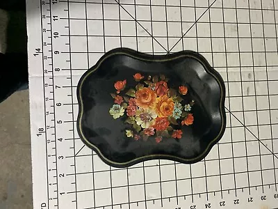 Vintag Hand Painted SMALL Floral Tole Tray  9X7 B238 • $12.74