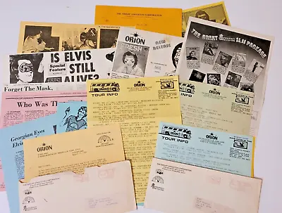 Vtg Orion Jimmy Ellis Masked Elvis Presley Paper Collection Fan Club Tour Info + • $49.95