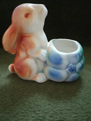 Vintage Pottery Rabbit Vase Keele Street Potteries KSP Signed Easter  • £3.50