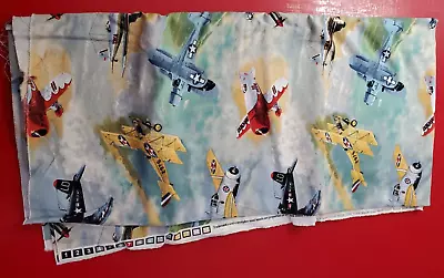 Vintage Cotton Fabric With Air Force Airplanes On It: Size Is 94  X 46  • $8.88