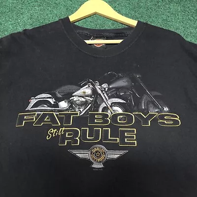 Vintage Y2K Harley Davidson Fat Boys Rule T-Shirt Men’s Size L Black Deadwood • $19.99