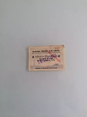 £76 • Buy Game / Stand Ticket Blackpool Reserves V Manchester United Reserves 16.09.1957