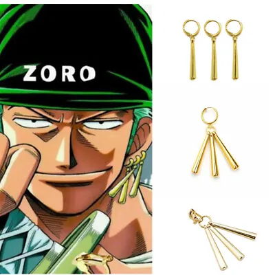 $7.38 • Buy Anime One Piece Roronoa Zoro Ear Clip Earrings Metal Pendant Gifts Cosplay