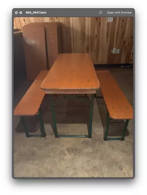 Vintage Industrial German Beer Table Shorty Bench Set Garden Furniture • $400