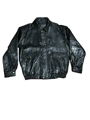Men's Napoline Leather Outfitters Black Vintage Quilted Leather Jacket - Size L • $24.99