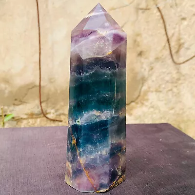 741g Natural Colored Fluorite Obelisk Quartz Crystal Energy Column Healing • $8.50