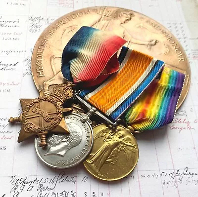 £295 • Buy WW1 1914/15 STAR MEDAL TRIO & DEATH PLAQUE - Edward Ive 25599 RGA - Amara, Iraq