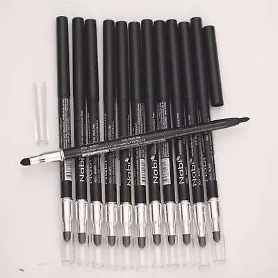 12 Pcs NABI Retractable Waterproof Eye Liner Pencil With Sponge PE01 BLACK  • $23