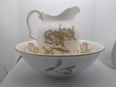 Vintage Minton Water 11  Pitcher/Water Jug With 15 3/4 D Wash Basin Floral D5193 • $87.50