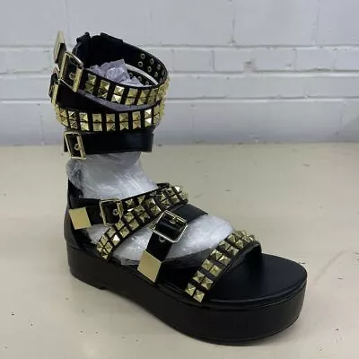 NELLY BERNAL Monster 2  Flat-form Sandals Women's Size 10 Black • $71.91