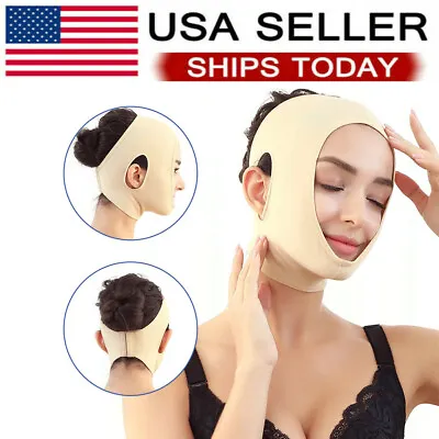 $8.32 • Buy Reusable V Line Face Slimming Double Chin Reducer Mask Lifting Belt Anti-Wrinkle