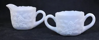 Vintage Westmoreland Milk Glass Grapes Sugar Bowl Creamer Set • $21.92