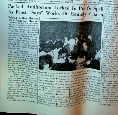 Mount Holyoke News October 22 1954 Robert Frost Student Newspaper • $24.21