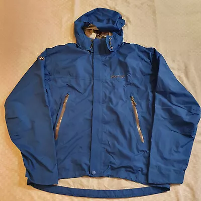 MARMOT  Jacket Men's Small Waterproof Full Zip Unlined Hooded Blue • £27.99