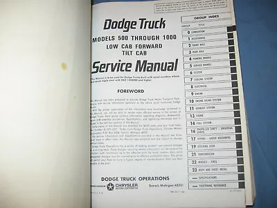 1965 65 Dodge Low Tilt Cab Forward Truck Factory Technical Service Manual 500 66 • $12.99