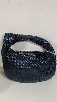 Melie Bianco Brigitte Woven Bag Blue Faux Leather Never Used • $89.90