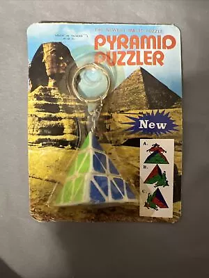 Vintage 1980's Pyramid Puzzler Keychain Rubix Cube Sealed Unpunched -S1 • $12