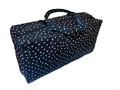 Large Knitting Bag / Craft Holdall Storage Pretty Navy Flower Design 25x16x48cm • £14.99