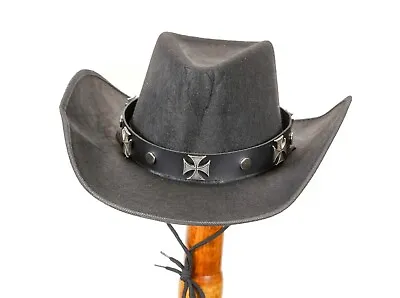 Iron Cross Rivet Hat Band For Cowboy Hats Steampunk Leather Thrash Metal Rock  • $19.99