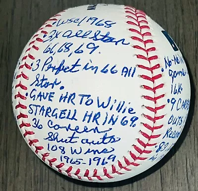 Denny McLain Signed Inscribed Stat Baseball JSA Mickey Mantle & Stargell Stories • $46