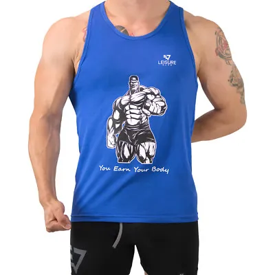 £6.99 • Buy Mens Bodybuilding Tank Top Back Stringer Gym Workout Sports Vest Shirt Clothes