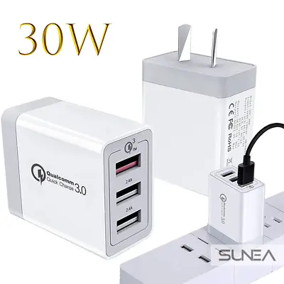 $14.95 • Buy Wall Charger 3 USB Power Adapter 30W Multi Port QC3.0 For IPhone Samsung AU Plug