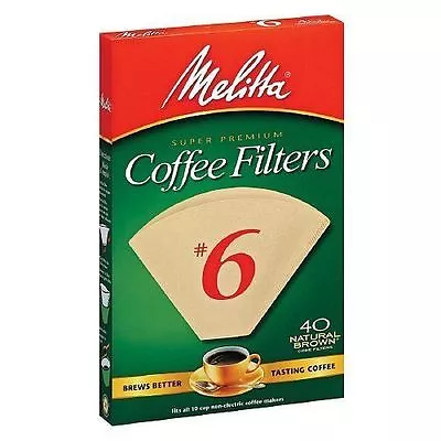 Melitta Super Premium #6 Cone Paper Coffee Filters Natural Brown 40 Count • $8.25