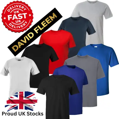 Mens Plain T-Shirt 2 Pack 3 Pack 5 Pack 100% Cotton High Quality Solid Tee Shirt • £9.99