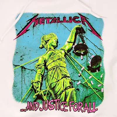 METALLICA AND JUSTICE FOR ALL HOODIE SWEATSHIRT Mens SMALL WHITE PULLOVER NWT • $25.49