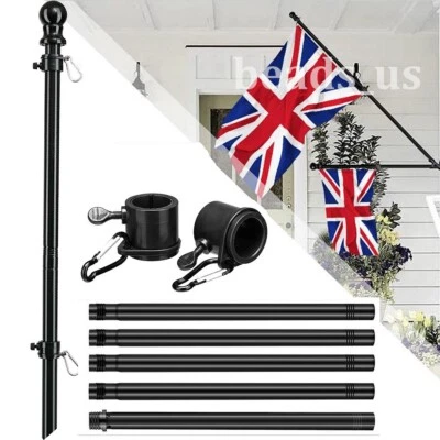 £12.99 • Buy 6FT Wall Mounted Mount Telescopic Flag Pole Top Ball Flagpole Outdoor & Indoor