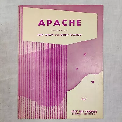 Rare 1962 Vintage APACHE By Jerry Lordan Johnny Flamingo Song Piano Music Sheet • $20.69