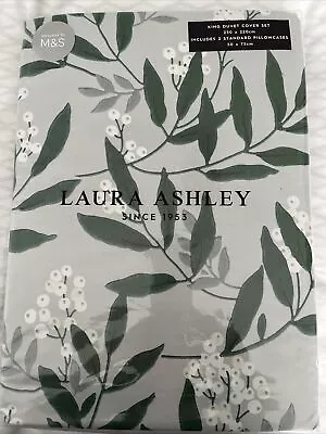 Laura Ashley Greendale Sage Green Kingsize Duvet Cover Set ~ Brand New • £45