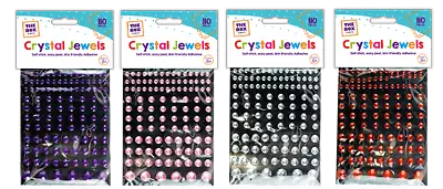 110 Adhesive Crystal Gem Jewels Assorted Sizes Sticky Decoration Art Crafts • £2