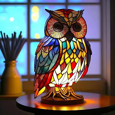 1PCS Animal Table Lamp Series Stained Glass Stained Night Light Retro Desk Lamps • $42.83