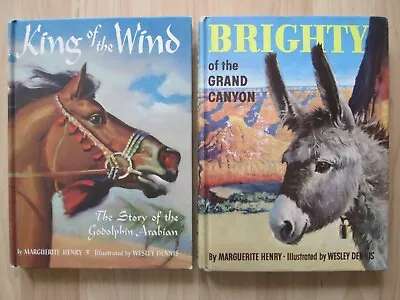 MARGUERITE HENRY RAND MCNALLY HC LOT 2~King Wind~Brighty Grand Canyon~DENNIS WES • $14.98