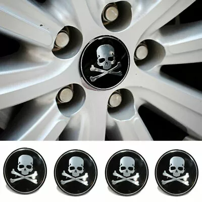 $11.79 • Buy 4pcs 56mm Skull Car Wheel Rims Center Hub Caps Decal Cover Emblem Car Sticker