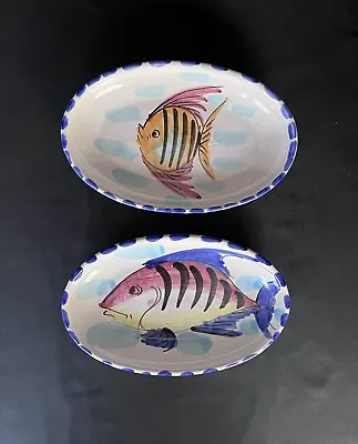 Two VIETRI AL MARE OVAL FISH PLATES ITALY 8  • $26