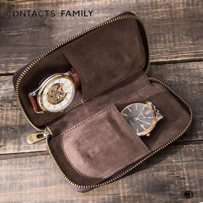 Watch Pouch Bag Fashion Leather Zipper Wrist Watch Storage Case Handmade Box • $22.89