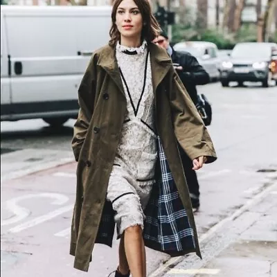 $410.94 • Buy BNWT 2016 ARCHIVE ALEXA CHUNG M&S Frances Khaki Green Trench Coat Belt UK 14 42