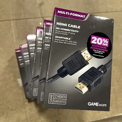 Joblot 6 X New Gameware HDMI Cable For Xbox 360  &PS3  PS4 And Xbox One Switch • £19.99