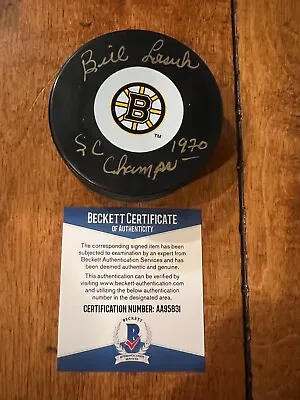 Bill Lesuk Signed Boston Bruins Puck 1970 Stanley Cup Champions Coa Beckett • $49.99