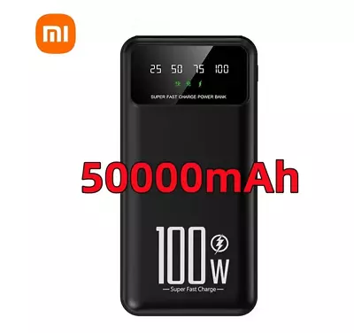 100W 50000 MAh High CapacityPortable Power Bank Black Fast Charge IPhone Android • $54.99