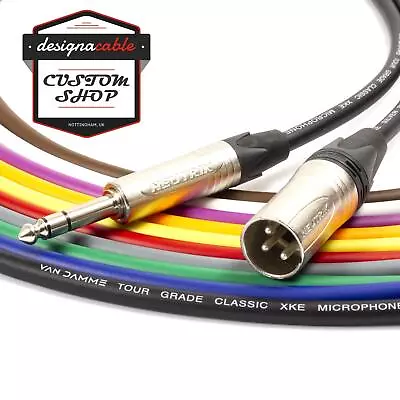 Male XLR To ¼ TRS Jack Lead. Balanced Van Damme Mic Cable. Short 10m 6m 3m 20m • £22.46