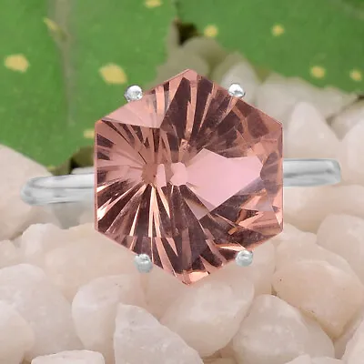 Treated Peach Morganite 925 Sterling Silver Ring S.8.5 Jewelry R-1019 • $7.99