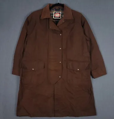 Australian Outback Trench Coat Mens Large Brown Oilskin Long Western Duster • $85.63