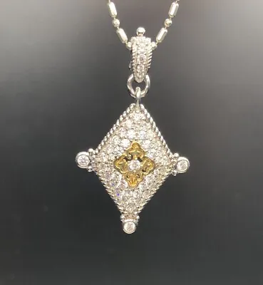 QVC ILU Far East Gem & Jewelry Sterling Silver 925 CZ Filigree Pendant Enhancer • £43.79