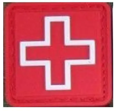 VELCRO® BRAND Fastener Morale Patch Medic PVC 1  Sized White Outline Cross Red • $5.95