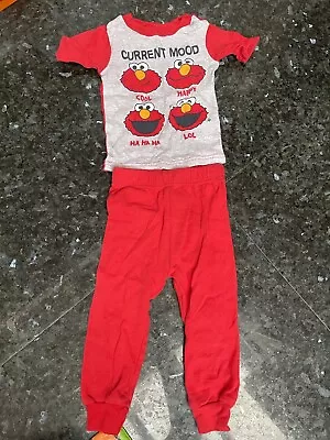 NWT Sesame Street Elmo Red White Pajamas Pjs Set-2T-$38 • $19