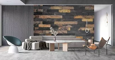 3D Black Brick Stone Wallpaper Wall Mural Removable Self-adhesive 418 • $349.99