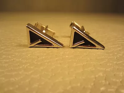 Mid Century Modern Triangular 90 Degree Angle White Gold Plated Cuff Links  • $16.95